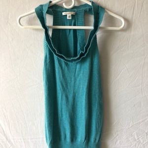 Teal Blue/Aqua Banana Republic Ruffle Neck Tank